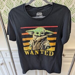 Black Star Wars Yoda "Wanted" Unisex T-shirt Medium